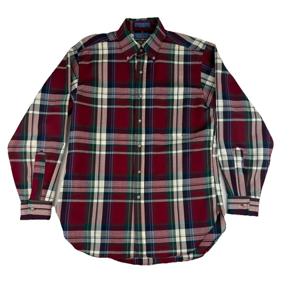 Sir Pendleton Worsted Flannel Shirt Adult Medium Red Plaid Made Preppy - Picture 2 of 6